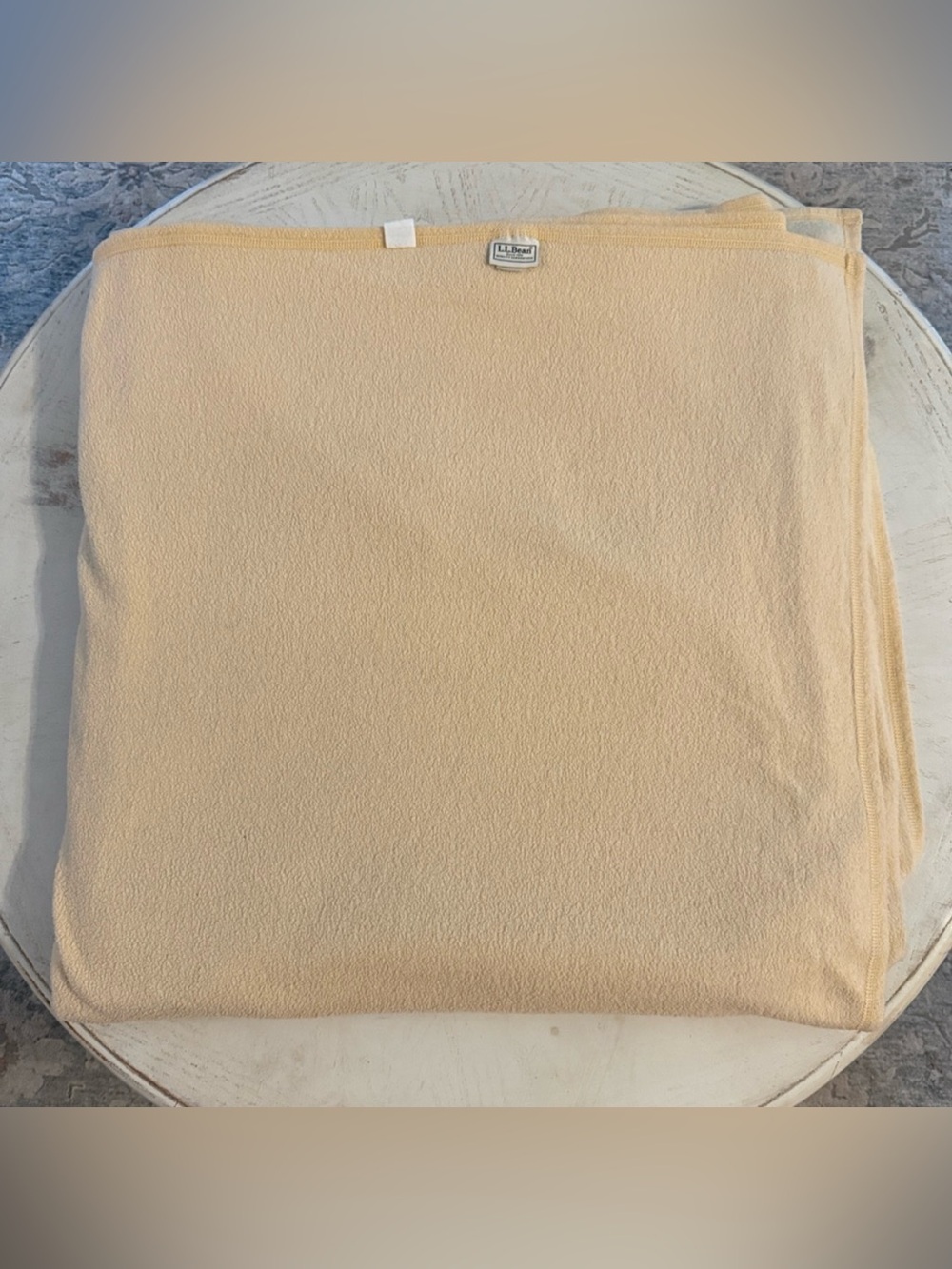 L.L. Bean vintage wool blend king sized blanket camel brown tan wicked cozy